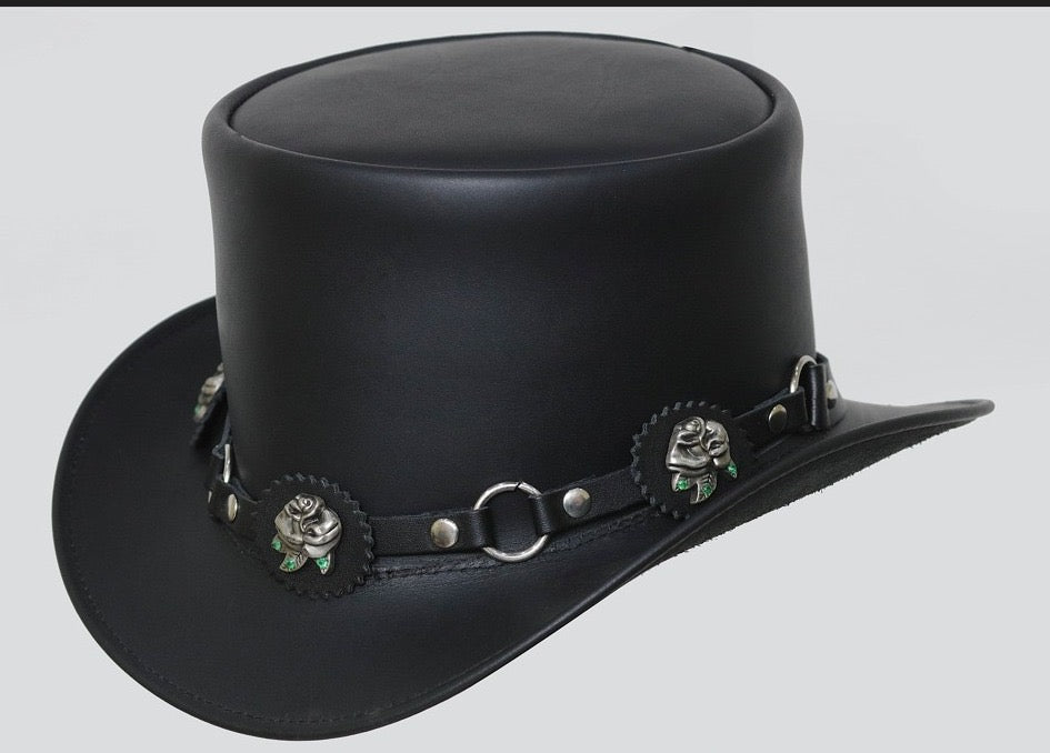 Men's Real Leather Western Cowboy style Hat Top Hat El Dorado with design band Best Gift