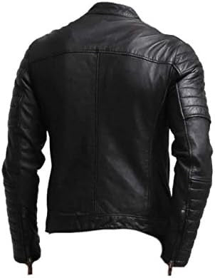 Real Leather Men's Motorcycle Jacket Black Sheepskin leather. Perfect for riding, touring and cruising.