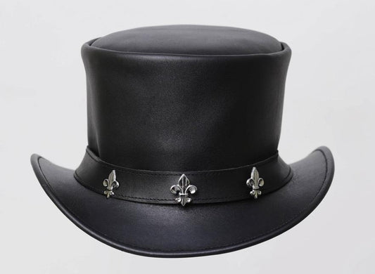 Men's Real Leather Western Cowboy style Hat Top Hat with design band Best Gift