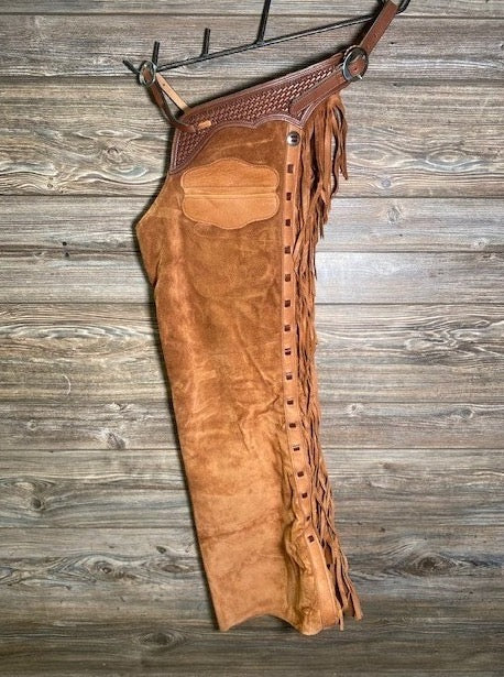 Men Vintage Style Western Cowboy Suede Leather Horse Riding, Bike riding Chaps