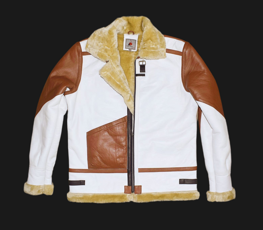 Men's Aviator Real Shearling Flying Bomber Sheepskin Original Leather Jacket | Collar MotoThick Lined Parka Winter leather Coat Motorcycle jacket