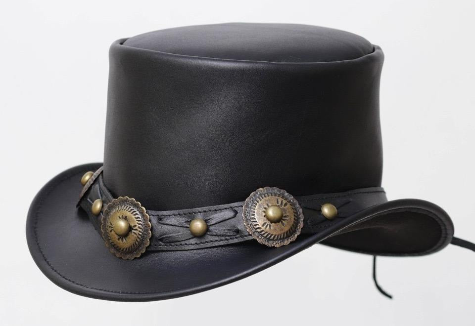 Men's Real Leather Western Cowboy style Hat Top Hat with design band Best Gift