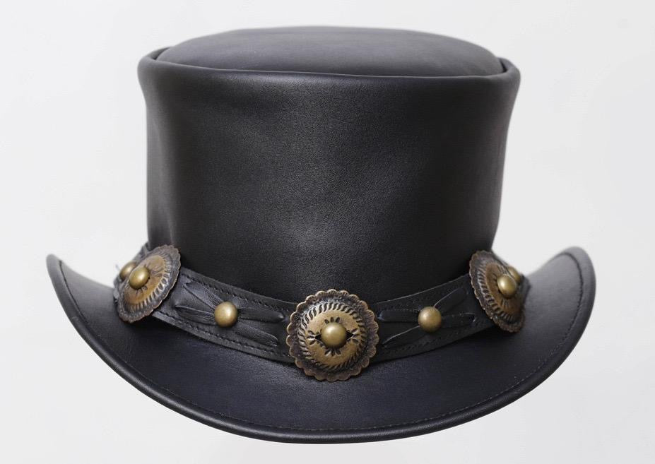 Men's Real Leather Western Cowboy style Hat Top Hat with design band Best Gift