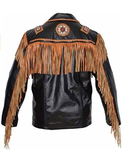 Cowboy Fringe & Beaded Leather Jacket