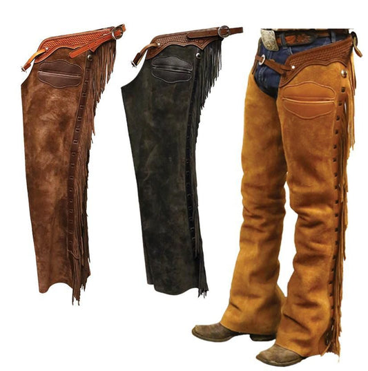 Vintage Style Western Cowboy Suede Leather Horse Riding, Bike riding Chaps