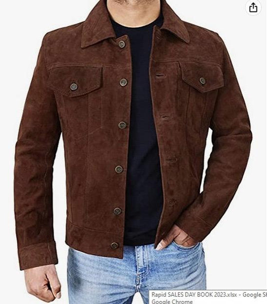 Men 100% Goat Suede Leather Jacket native American Vintage Fashion Jacket